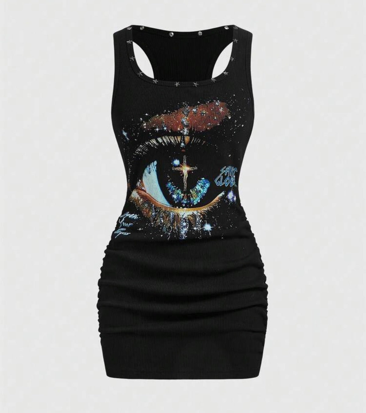 “Open Your Eyes” Black Tank Top Dress