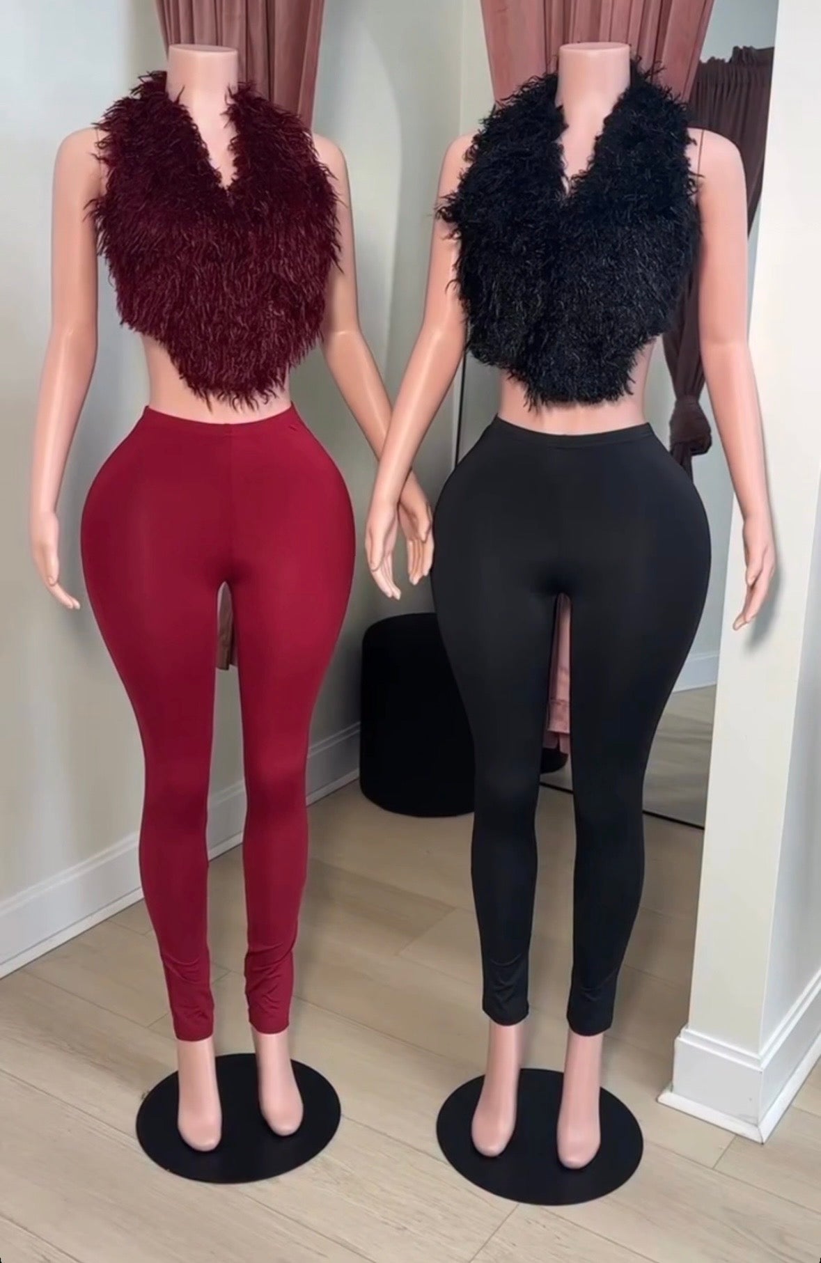 “Feather Me Down” Burgundy 2 Piece Set