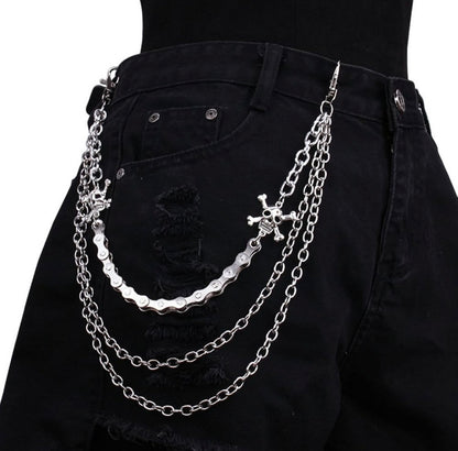 “Skull Head” Silver Chain Belt