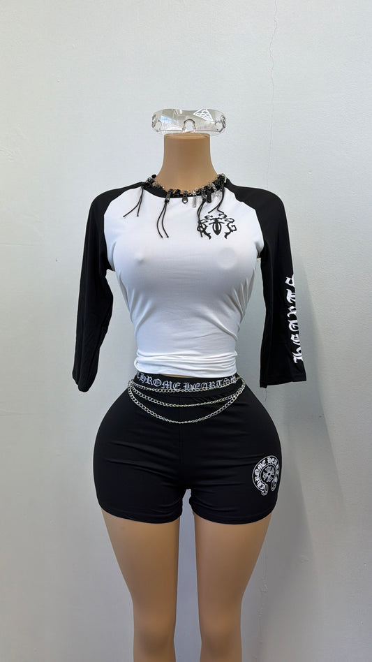 “Hearts On Chrome” White 2 Piece Set