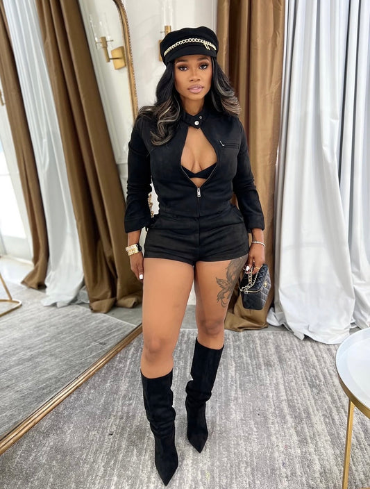 “Corduroy Craze” Black 2 Piece Set