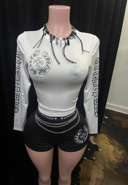 “Hearts On Chrome 2.0” White 2 Piece Set