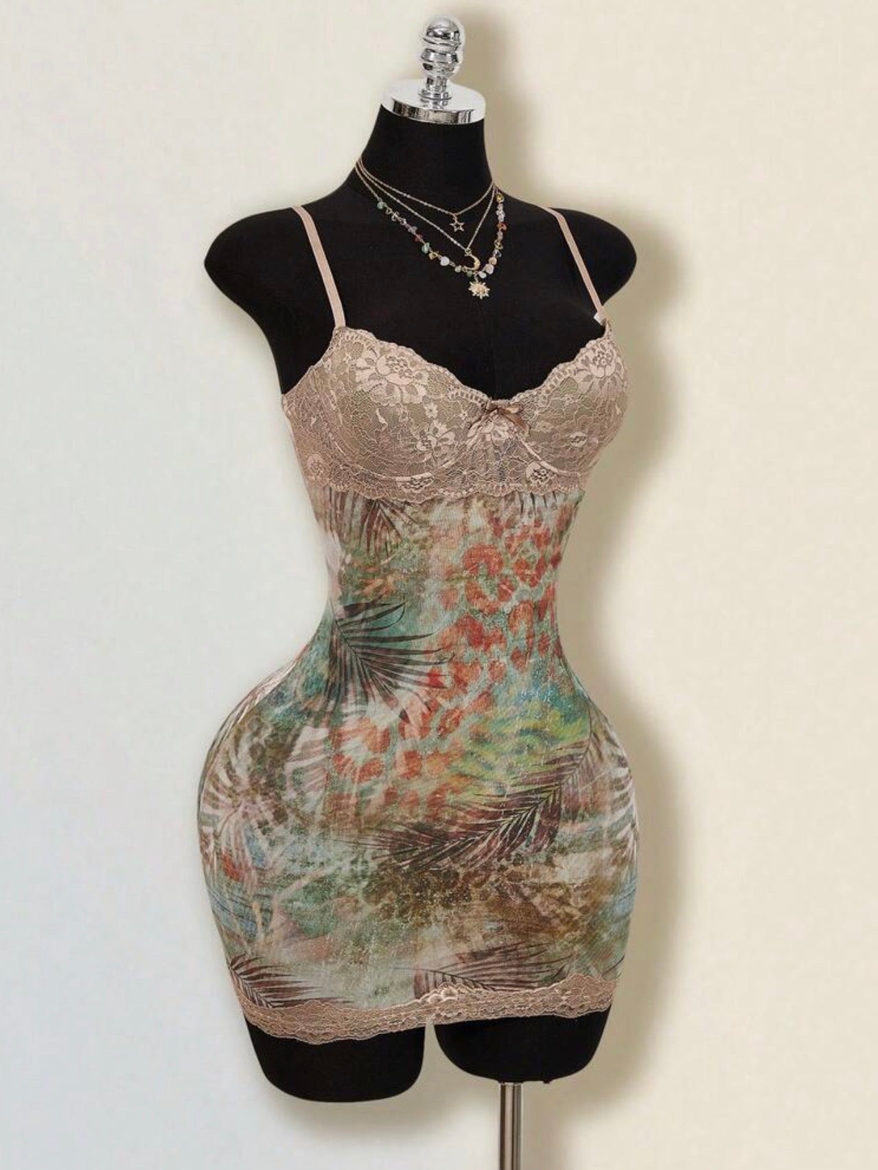 “Leopard Lace” Light Brown Dress