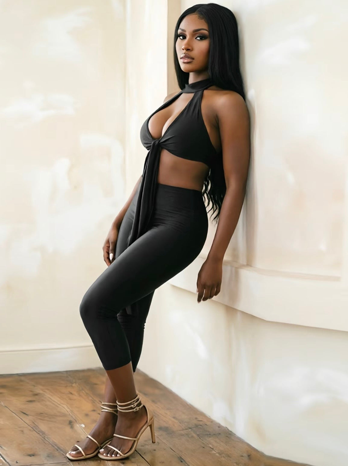 “Tied Down” Black 2 Piece Set