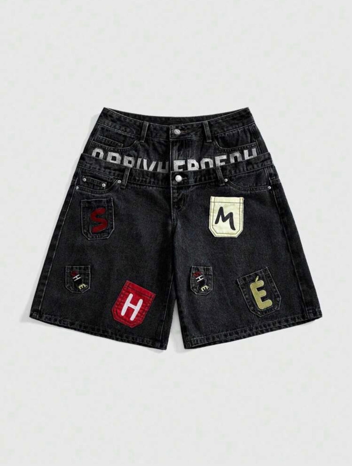 “No Bars” Black Denim Jorts