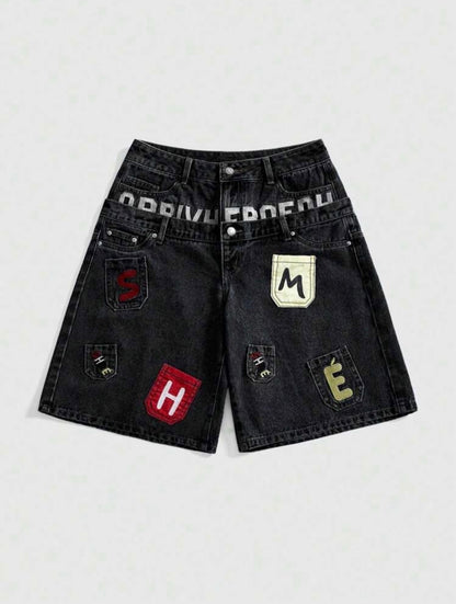 “No Bars” Black Denim Jorts