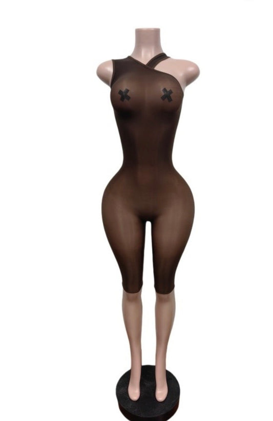 “Baddie Babe” Brown Romper