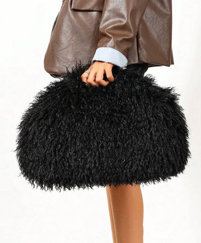 “Shaggy Faux” Nude Furr Handbag