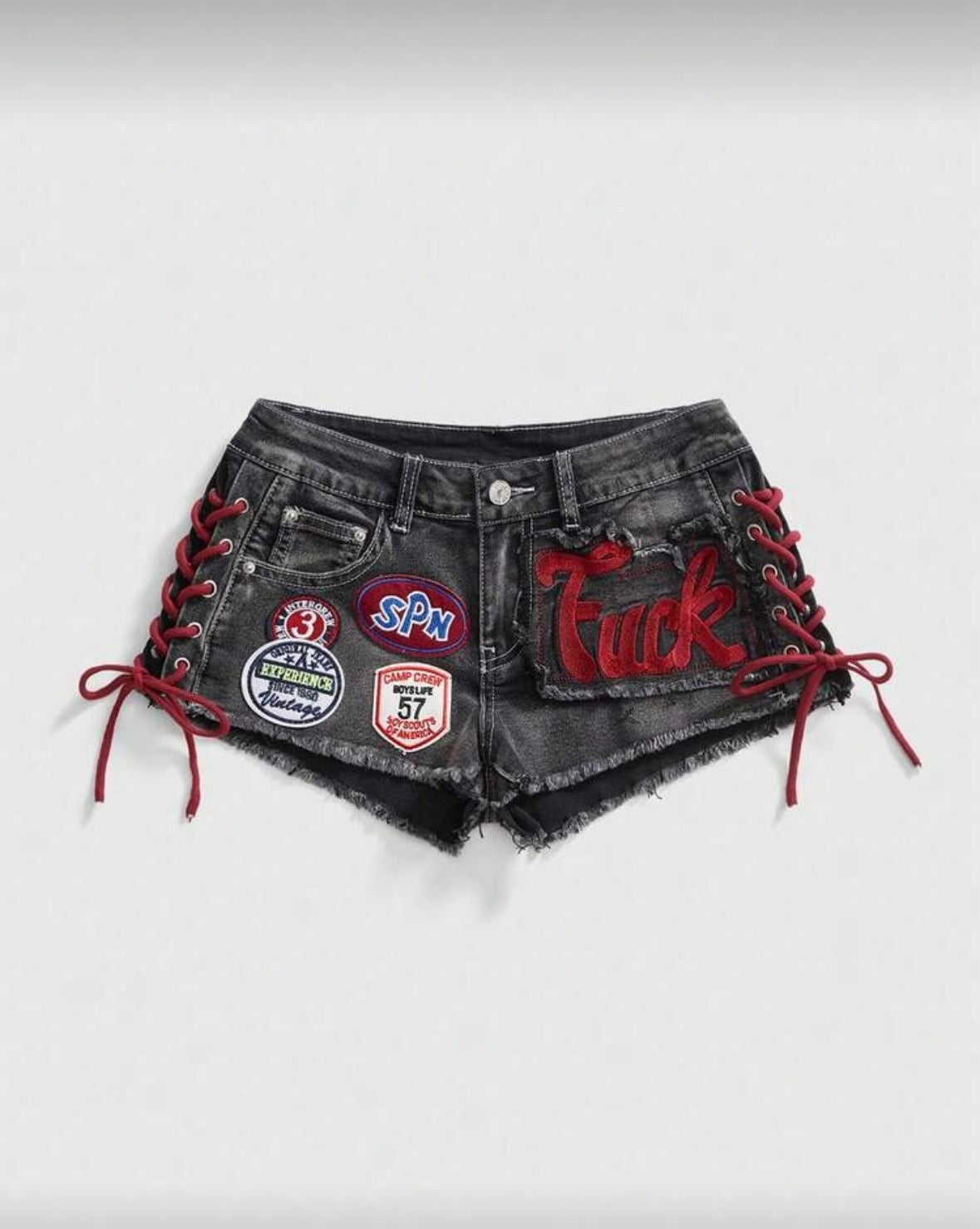 “Flick It” Black Denim Shorts