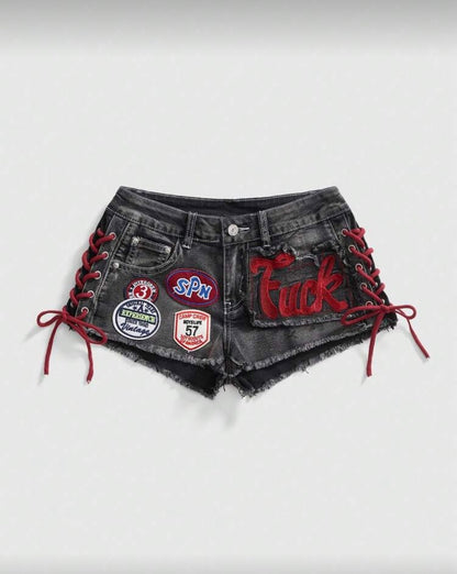 “Flick It” Black Denim Shorts