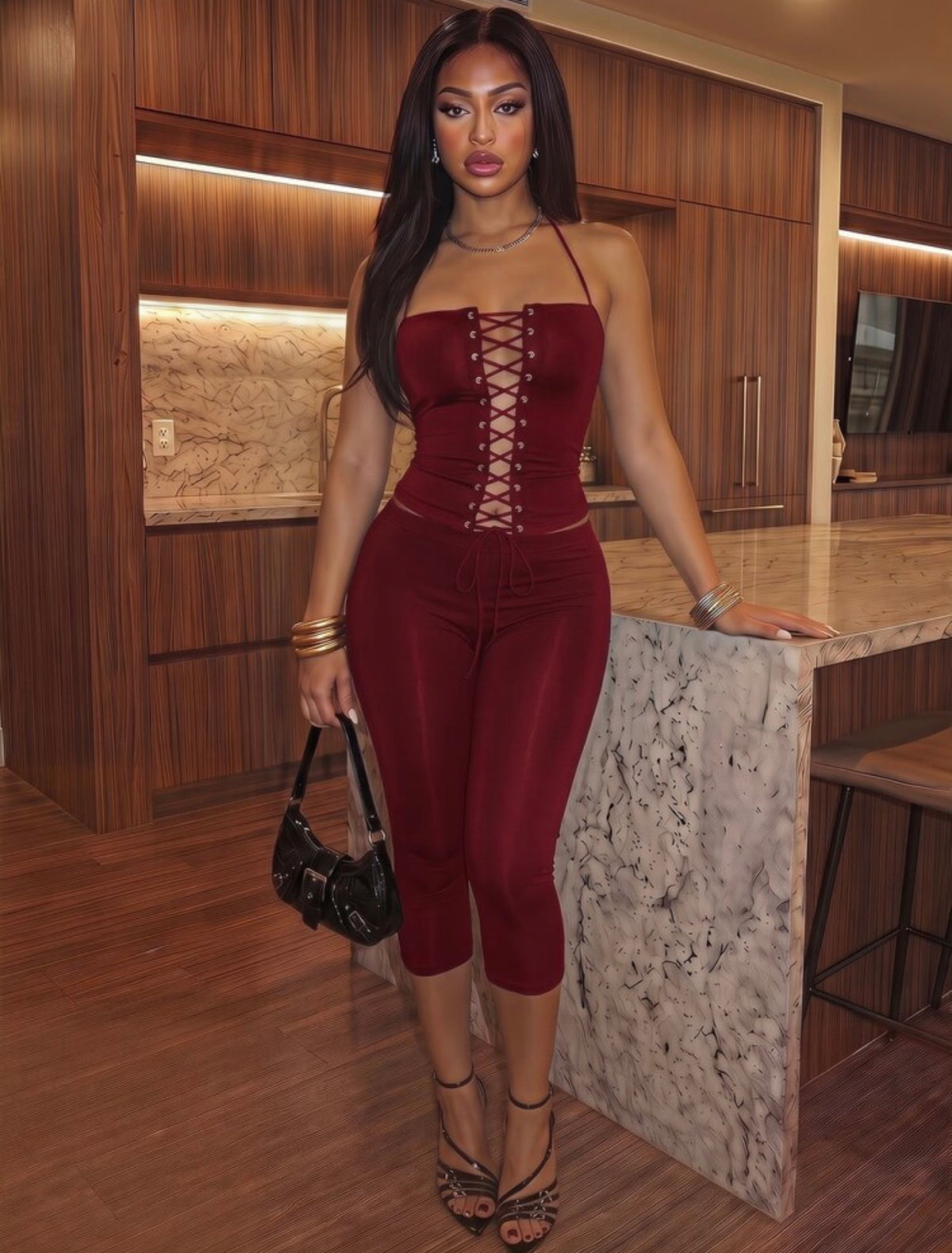“Lorielle” Burgundy 2 Piece Set