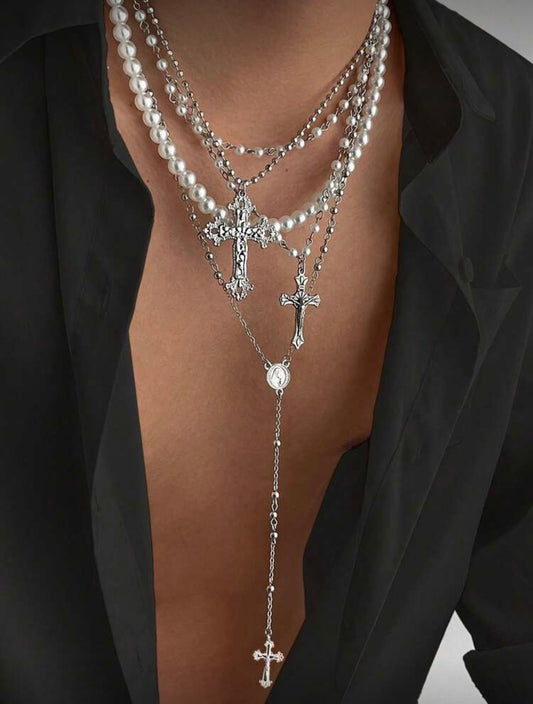 “Triple Stack” Silver Necklace