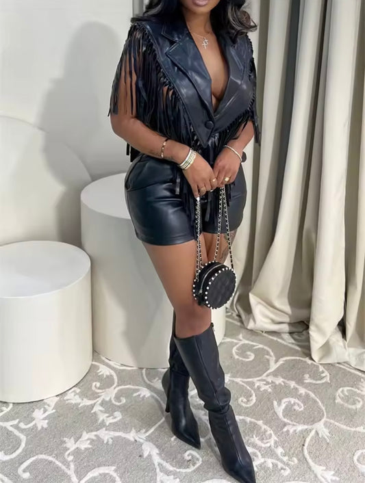 “Rodeo” Black Leather 2 Piece Set