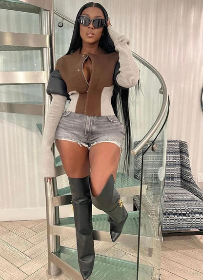 “Preshay” Brown Padded Arm Jacket
