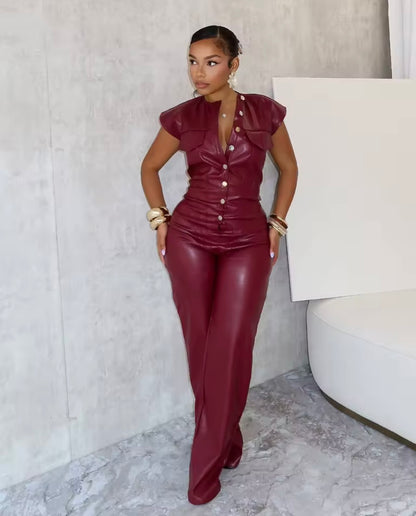“Lady Mauve” Burgundy Jumpsuit