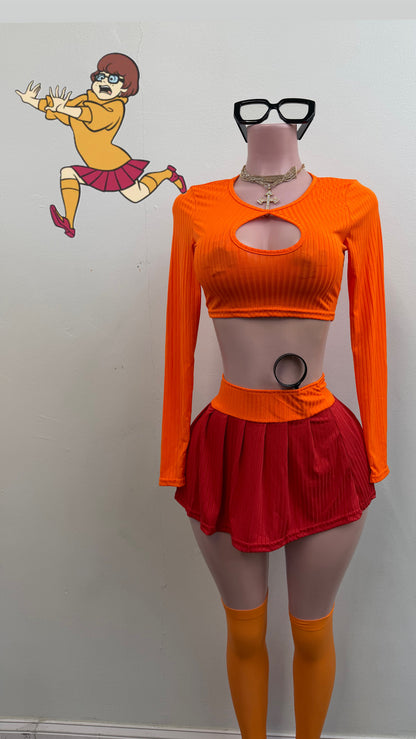 “Velma” Orange 4 Piece Costume