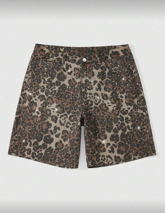 “Leopard Lane” Brown Jorts