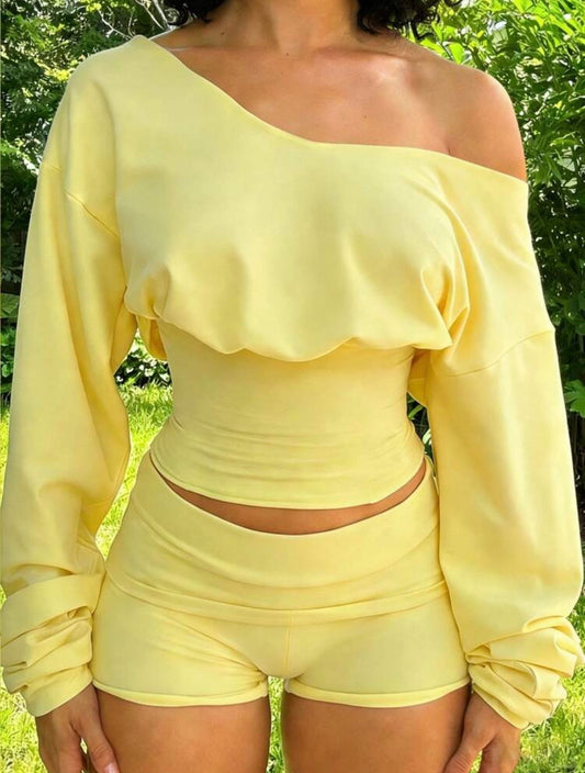 “Soft Life” Yellow 2 Piece Set