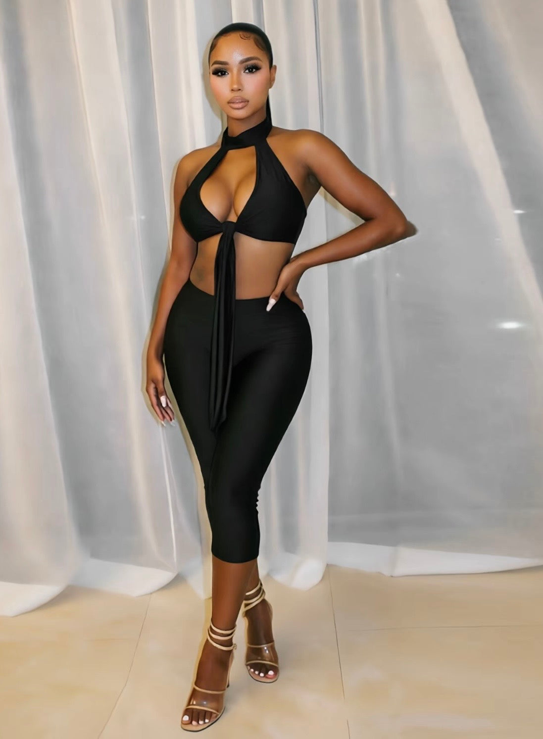 “Tied Down” Black 2 Piece Set