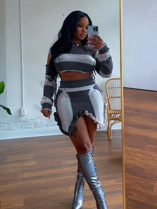 “Nyomi knit” Grey 2 Piece Set