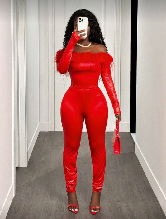 “Fiery Furr” Red Jumpsuit