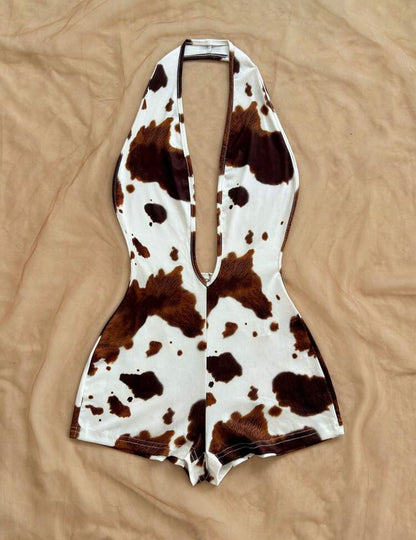 “Rodeo Gal” Cow Print Romper