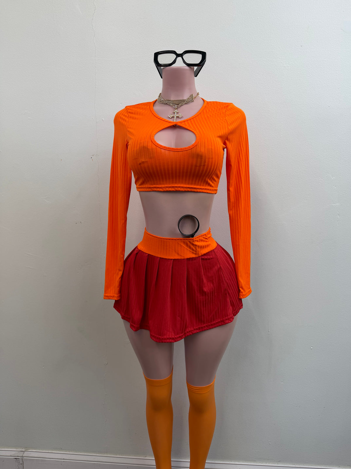 “Velma” Orange 4 Piece Costume