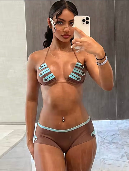 “To Many Chiefs” Brown 2 Piece Swimsuit