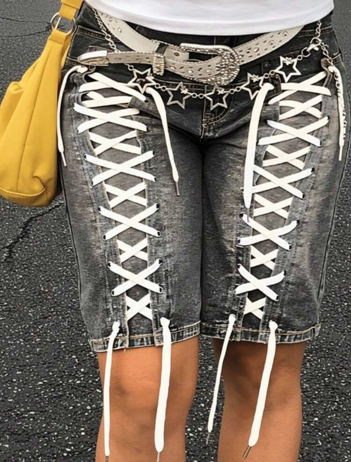 “Mob Ties” Black Jorts