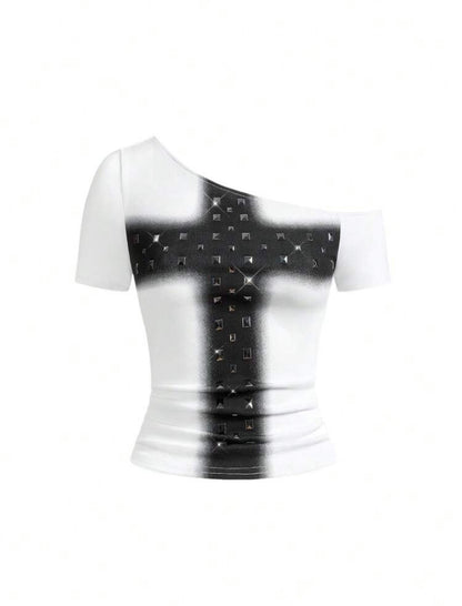 “Studded Cross” Grey Top