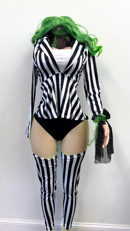 “Bettle Juice” Multicolor 4 Piece Costume Set