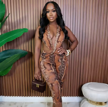 “Slither” Brown Romper