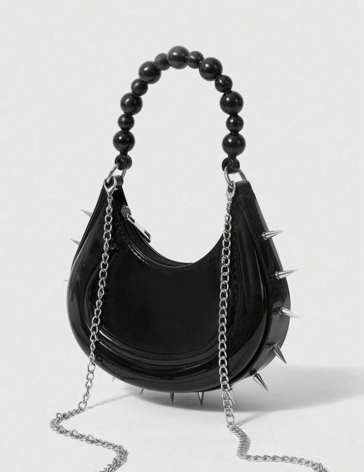 “Pearl Spiked” Black Handbag