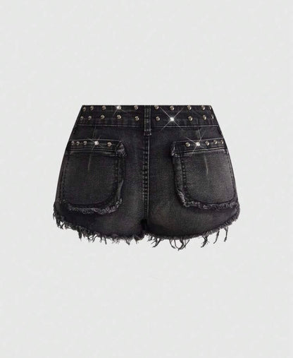 “Strona D” Black Denim Shorts