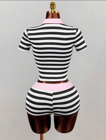“Stunna Stripe” Pink 2 Piece Set