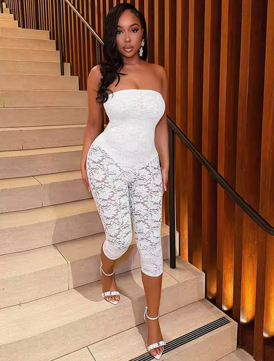 “Lady Lace” White Romper