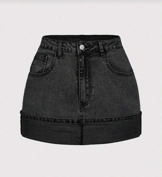 “Deanna” Black Denim Skirt