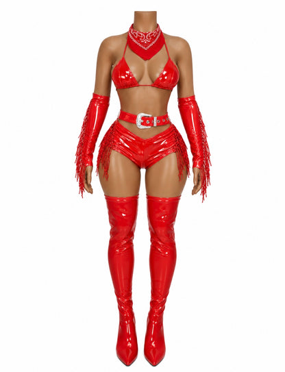 “Wild West Baddie” Red 5 piece Costume