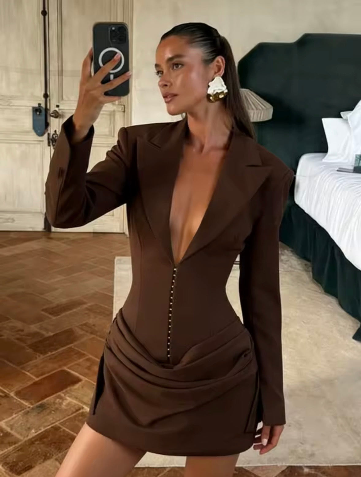 “Champagne Tower” Brown Dress