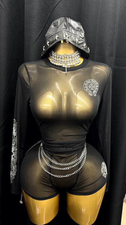 “Chrome Hearts” Black 2 Piece Set