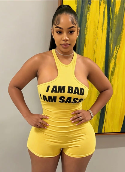 “I am Bad/Sassy” Yellow Romper