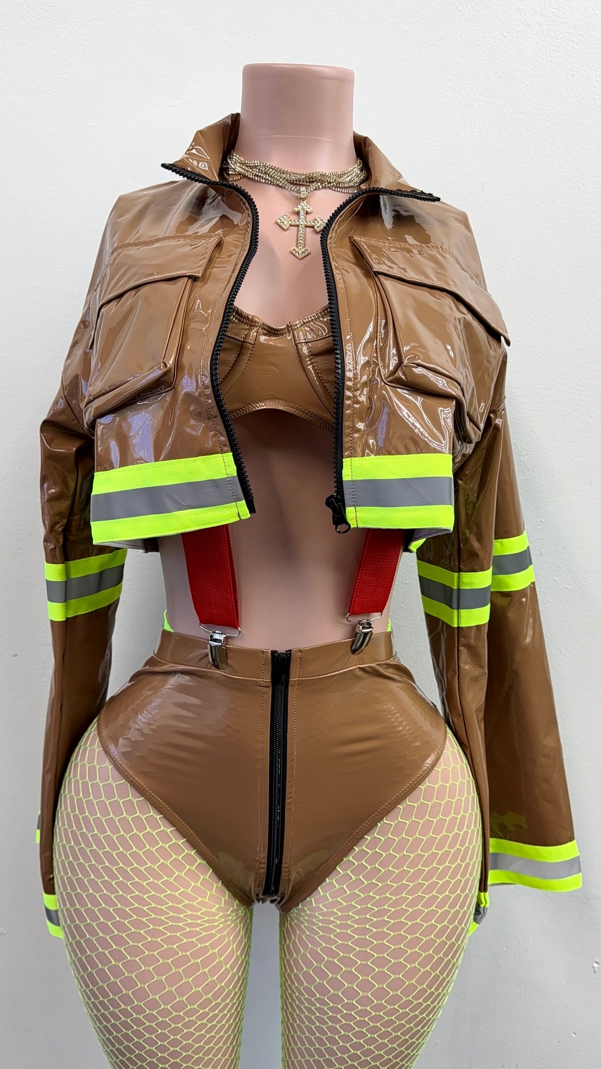 “Ring The Alarm” Brown 4 Piece Costume Set