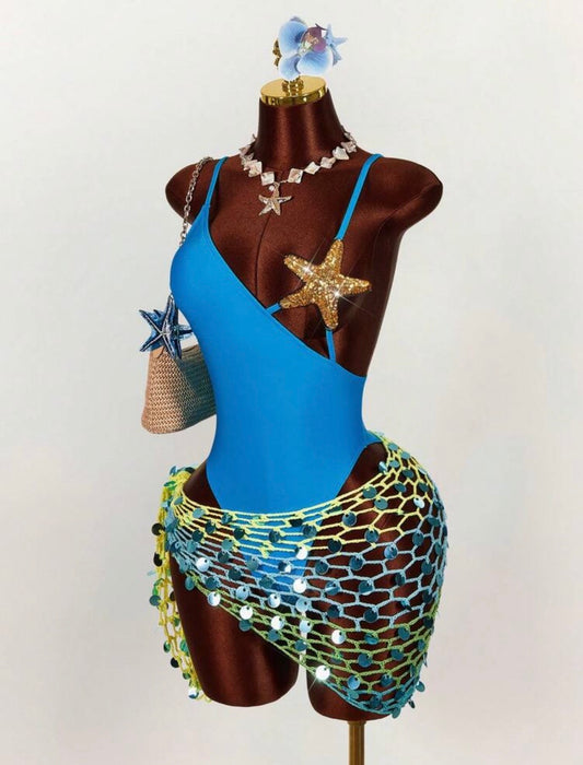 “Ocean Starfish” Blue 2 Piece Swimsuit