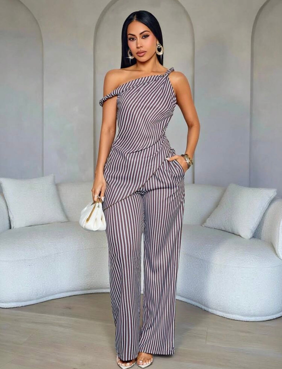 “Stella Stripes” Brown 2 Piece Set