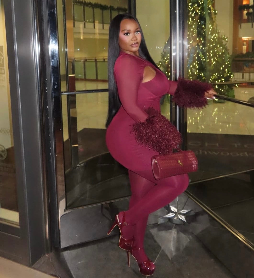 “Alexa” Burgundy Dress