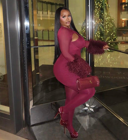 “Alexa” Burgundy Dress