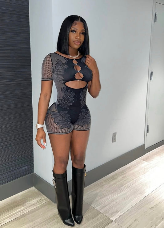 “Mind Games” Black Romper