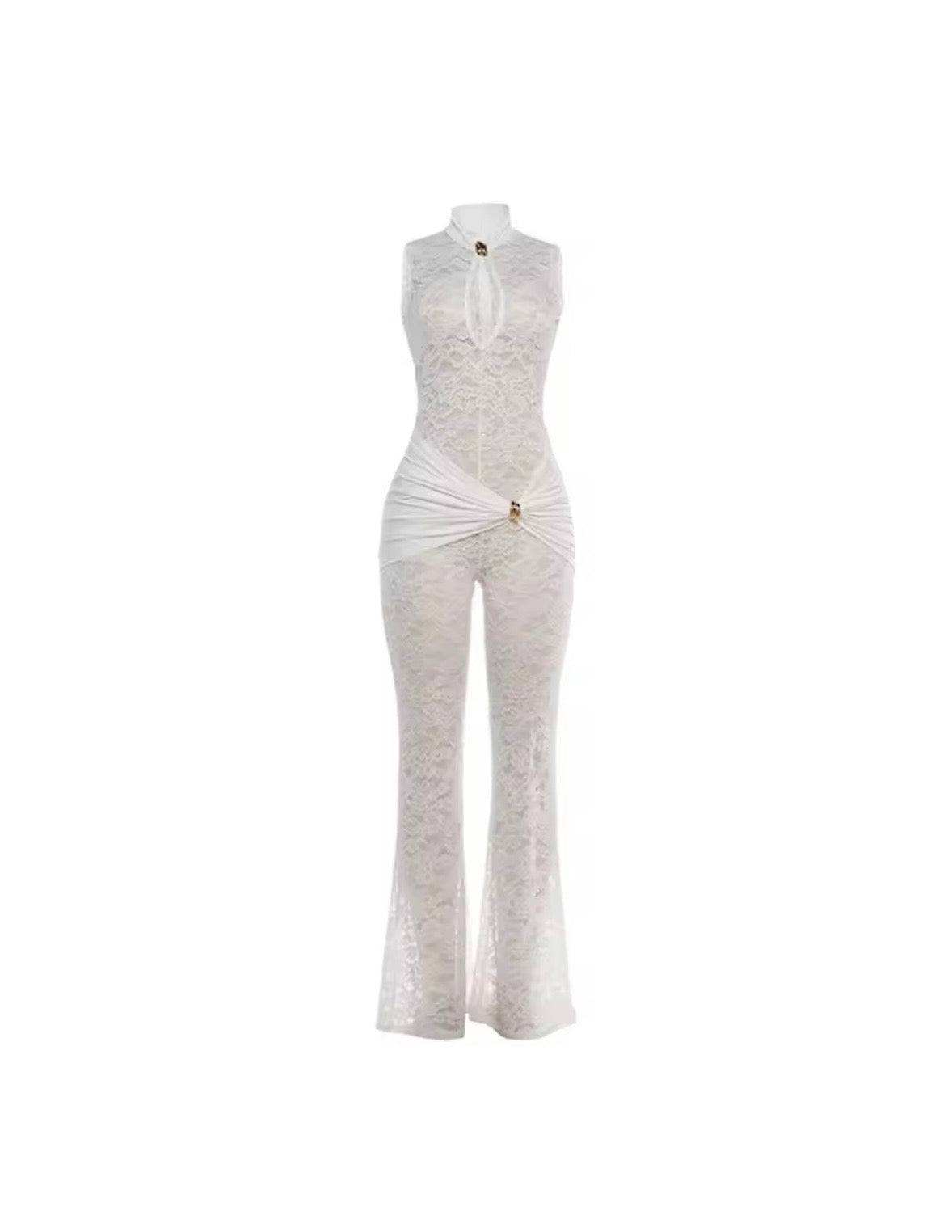 “Lexi Lace” White Jumpsuit