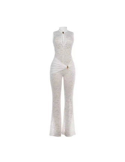“Lexi Lace” White Jumpsuit