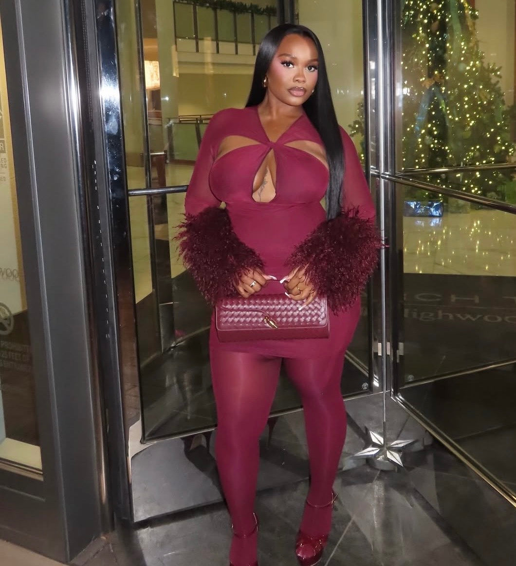 “Alexa” Burgundy Dress